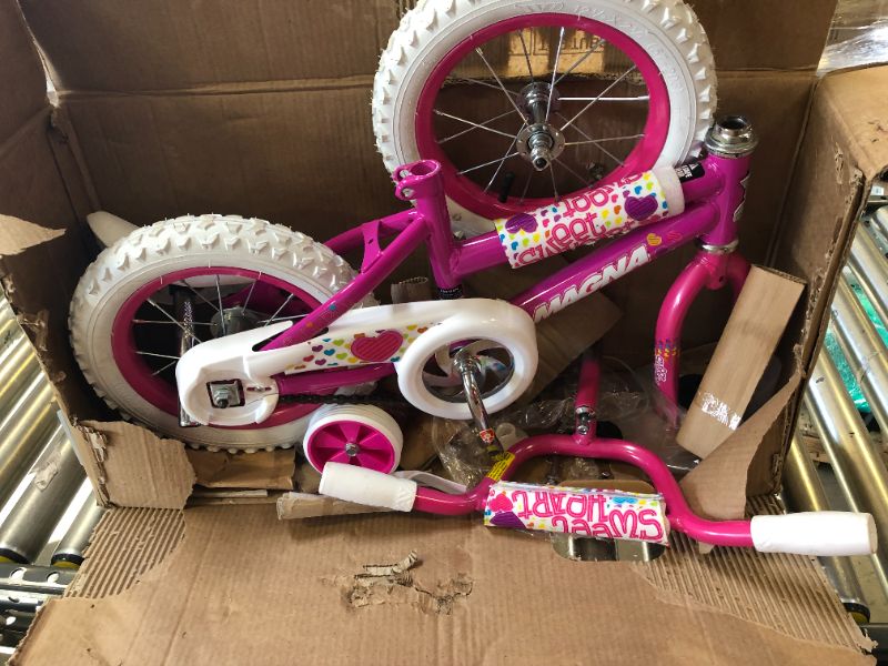 Photo 2 of Magna Kids Bike Girls 12 Inch Wheels with Training Wheels in White, Pink and Purple for Ages 2 Years and Up
