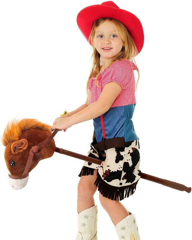 Photo 1 of Linzy Plush 36'' Unicorn Riding Stick , with Galloping Sounds, Adjustable Telescopic Stick, Adjust to 3 Different Sizes, Kids of Different Ages, Dark Brown (A-20216DB)
