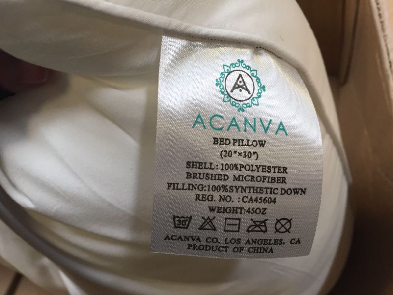 Photo 3 of Acanva Bed Sleeping Extra-Soft Sham Pillow Insert, Queen 20x30, White
