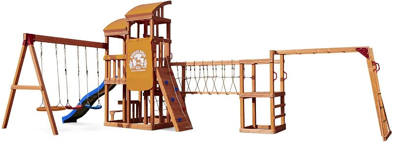 Photo 1 of Little Tikes Real Wood Adventures Bobcat Ridge Backyard Playset Climb Swing Outdoor Activity Play Structure with Slide for Toddlers, Kids Climbers & Wooden Play Structures
