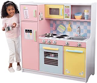 Photo 1 of KidKraft KidKraft Wooden Large Pastel Play Kitchen with Turning Knobs, See-Through Doors and Play Phone, Gift for Ages 3+ 42.30 x 17.60 x 43.00 Inches
