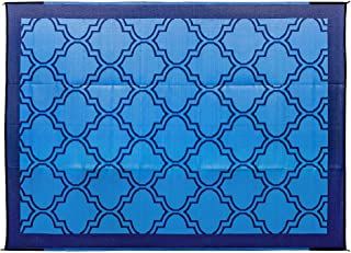 Photo 1 of Camco Large Reversible Outdoor Patio Mat - Easy to Clean, Perfect for Picnics, Cookouts, Camping, and The Beach (9' x 12', Lattice Blue Design) (42856)
