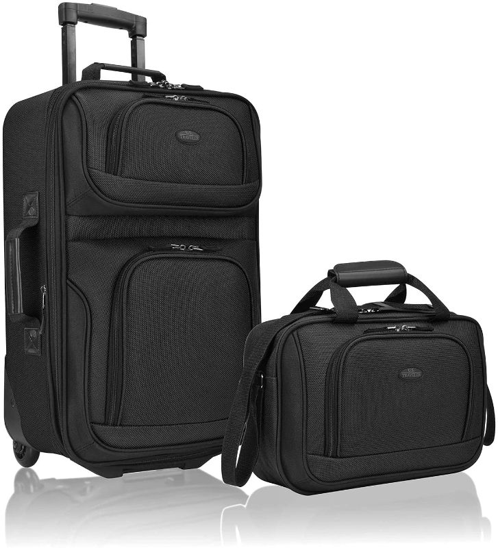 Photo 1 of U.S. Traveler Rio Rugged Fabric Expandable Carry-On Luggage Set, BLACK, 2-Piece