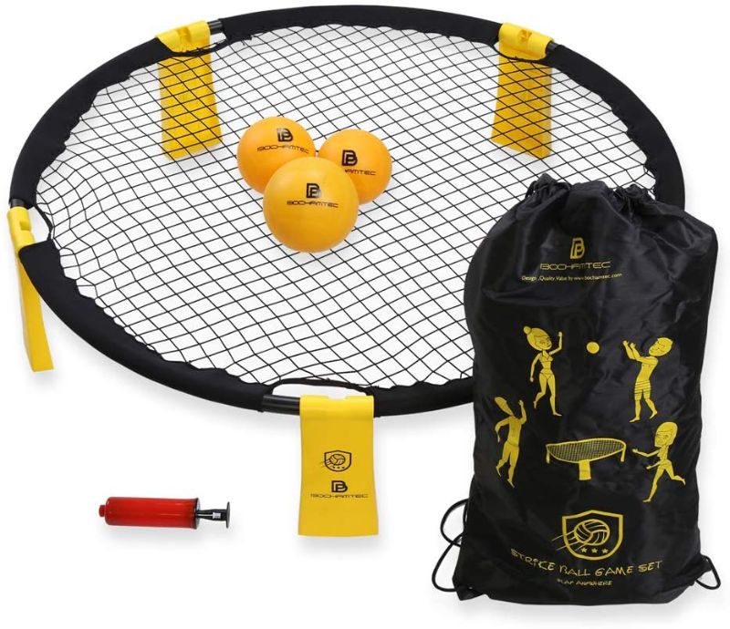 Photo 1 of B BOCHAMTEC Strikeball 3 Ball Game Kit - Includes Playing Net, 3 Balls, Carring Bag, Rule Book- Game for Boys, Girls, Teens, Adults, Family(Yellow) … …
