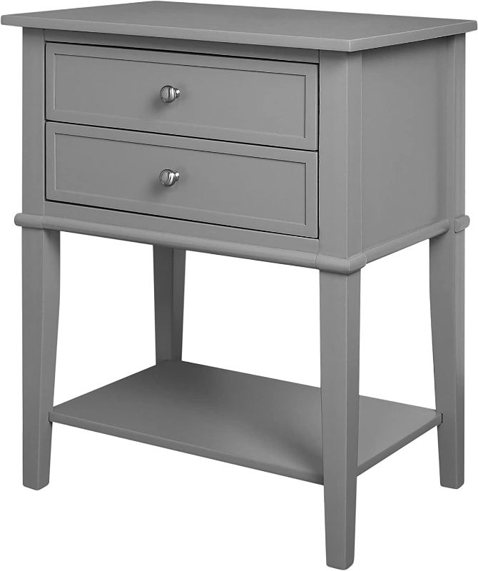 Photo 1 of Desert Fields Eclectic Boho Accent Table with 2 Drawers, Gray