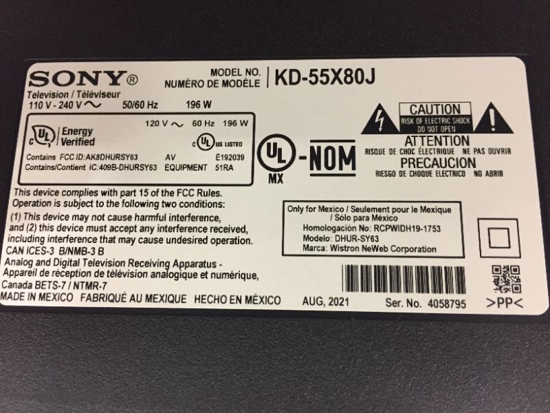 Photo 5 of Sony X80J 55 Inch TV: 4K Ultra HD LED Smart Google TV with Dolby Vision HDR and Alexa Compatibility KD55X80J- 2021 Model---internal crack, major crack 