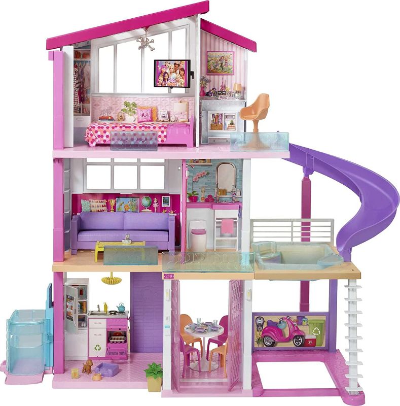 Photo 2 of Barbie Dreamhouse Dollhouse with Wheelchair Accessible Elevator, Pool, Slide and 70 Accessories Including Furniture and Household Items, Gift for 3 to 7 Year Olds
