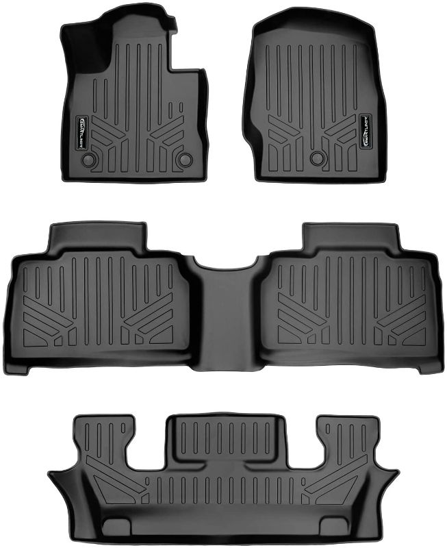 Photo 2 of SMARTLINER Custom Floor Mats 3 Row Liner Set Black Compatible with 2020-2023 Compatible with Ford Explorer Only Fits 6 Passenger Models W/ 2nd Row Bucket Seat