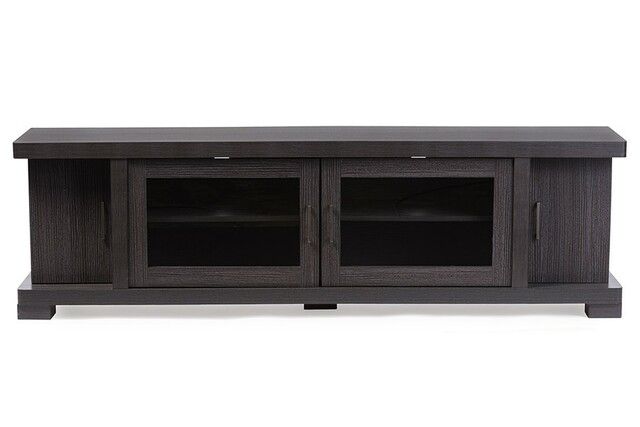 Photo 1 of Baxton Studio Viveka 70-Inch Greyish Dark Brown Wood TV Cabinet with 2 Glass Doors and 2 Doors TV838076-Embosse
BOX 1 ONLY MISSING BOX 2