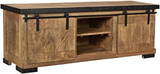 Photo 1 of Christopher Knight Home Madge Modern Industrial Mango Wood TV Stand, Natural Finish, Black