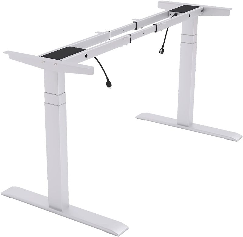 Photo 1 of TOPSKY Dual Motor 3 Stage Electric Adjustable Standing Desk Frame Heavy Duty 300lb Load Capacity for Home Office (White Frame Only)
