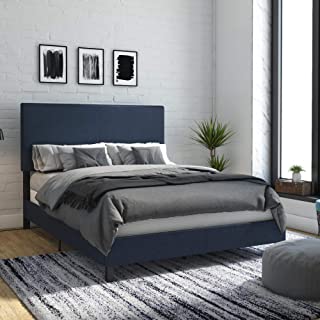 Photo 1 of DHP Janford Upholstered Bed with Chic Design | Queen | Navy Blue Linen