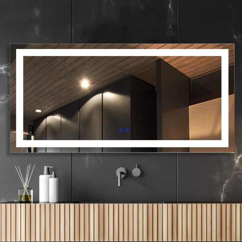 Photo 1 of BHBL 84 x 40 Inch Illuminated LED Bathroom Mirror with Smart Touch Switch and Bluetooth Speakers, Anti-Fog, Dimmable, Horizontal Wall Mount, Bedroom Hotel Office Bar Mirror (D223-8440A)
