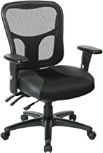 Photo 1 of Office Star Breathable ProGrid Back with Leather and Mesh Seat Adjustable Black Managers Chair and Nylon Base