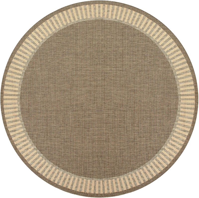 Photo 1 of Couristan Recife 1681/1500 Wicker Round Rug, 7-Feet 6-Inch, Stitch/Cocoa/Natural
