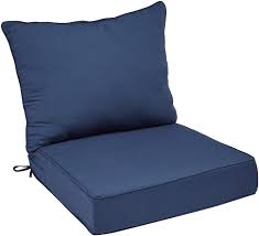 Photo 1 of  Amazon Basics Deep Seat Outdoor Patio Seat and Back Cushion Set 25 x 25 x 5 inches and 28 x 22 x 5 Inches, Insignia Blue