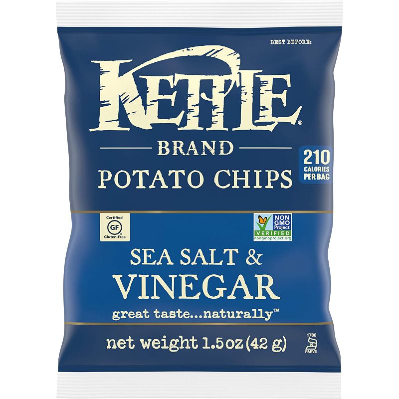 Photo 2 of Kettle Brand Potato Chips, Sea Salt and Vinegar, Single-Serve 1.5 Ounce (Pack of 24)
EXPIREZS 2-19-2022