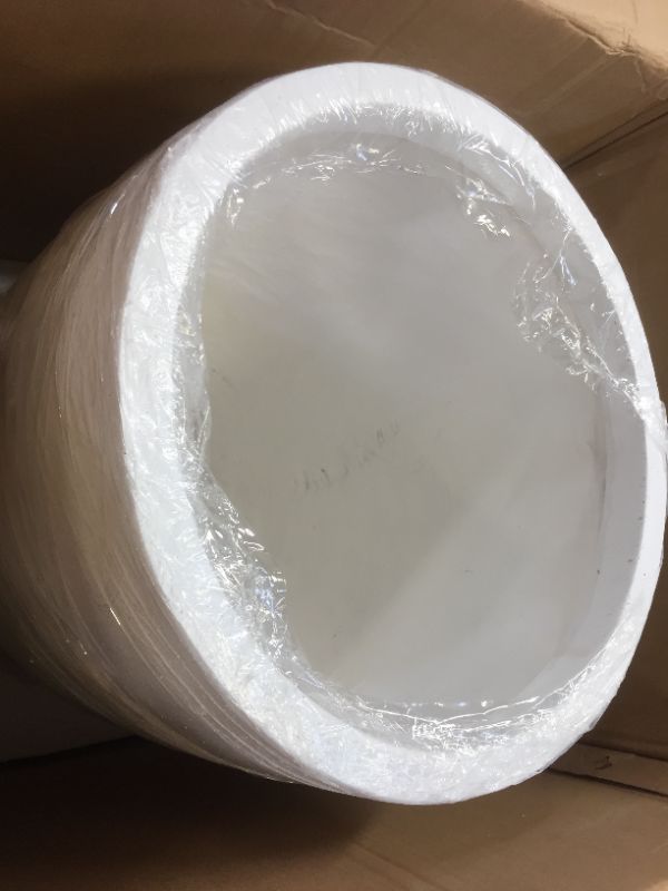 Photo 2 of 21.7 in. Tall Pure White Lightweight Concrete Outdoor Round Bowl Planter