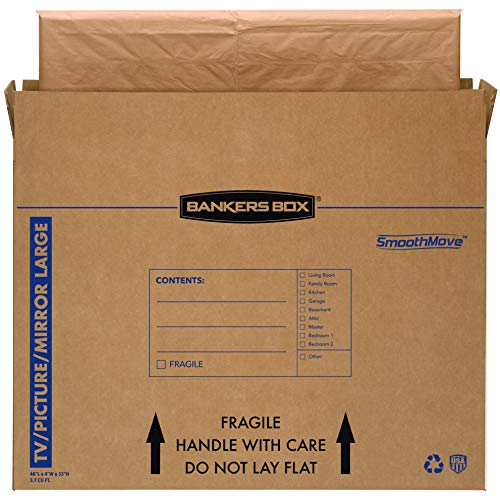 Photo 2 of Bankers Box SmoothMove TV/Picture/Mirror Moving Box, Large, 48 x 4 x 33 Inches, 4 Pack (7711301), Kraft
