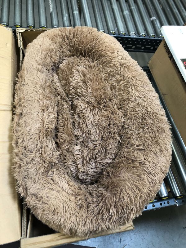 Photo 2 of  Faux Fur Dog Bed & Cat Bed, Original Calming Dog Bed for Small Medium Pet, Anti Anxiety Donut Cuddler Round Warm Bed for Dogs with Fluffy Comfy Plush Kennel Cushion