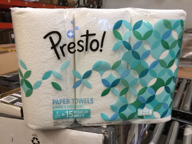 Photo 2 of Amazon Brand - Presto! Flex-a-Size Paper Towels, Huge Roll, 6 Count = 19 Regular Rolls
