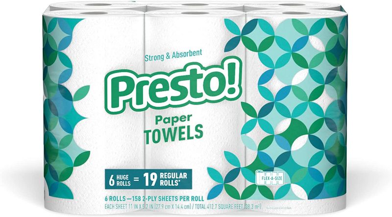 Photo 1 of Amazon Brand - Presto! Flex-a-Size Paper Towels, Huge Roll, 6 Count = 19 Regular Rolls