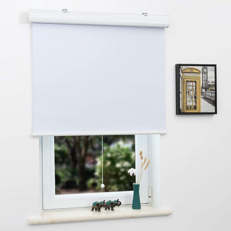 Photo 1 of  Blackout Window Shades Roller Shades for Window and Door, Home and Office, White(Upgrade Version), 28"(W) x 76.75"(H)
