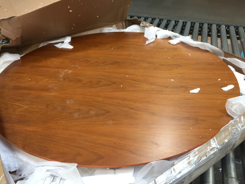 Photo 1 of 46" wood and metal Round Hairpin Leg Dining Table - Walnut
