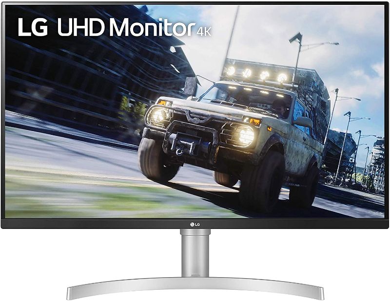 Photo 1 of LG 32UN550-W Monitor 32" UHD (3840 x 2160) Display, DCI-P3 90% Color Gamut, HDR 10, AMD FreeSync, Borderless Design, Tilt/Height Adjustable Stand - Silver
