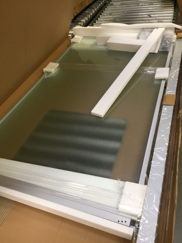 Photo 1 of 60 in. x 56-3/8 in. Framed Sliding Bathtub Door Kit in Silver with Pebbled Glass
