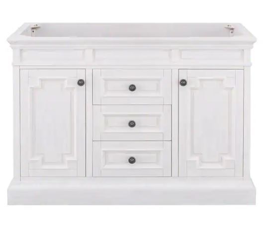 Photo 1 of Cailla 48 in. W x 21.50 in. D Bath Vanity Cabinet Only in White Wash        49 in. W x 22 in. D Cultured Marble Vanity Top in White with White Sink

