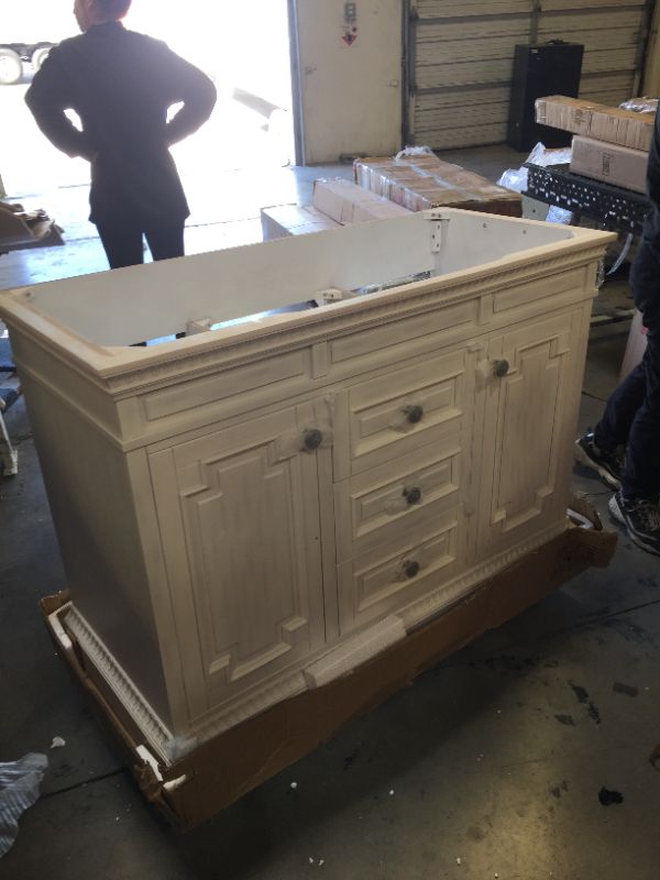 Photo 11 of Cailla 48 in. W x 21.50 in. D Bath Vanity Cabinet Only in White Wash        49 in. W x 22 in. D Cultured Marble Vanity Top in White with White Sink

