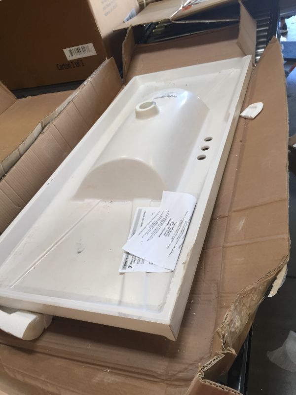 Photo 5 of Cailla 48 in. W x 21.50 in. D Bath Vanity Cabinet Only in White Wash        49 in. W x 22 in. D Cultured Marble Vanity Top in White with White Sink

