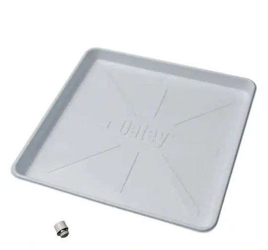 Photo 1 of 28 in. x 30 in. Plastic Washing Machine Pan with 1 in. Furnished Drain Adapter
