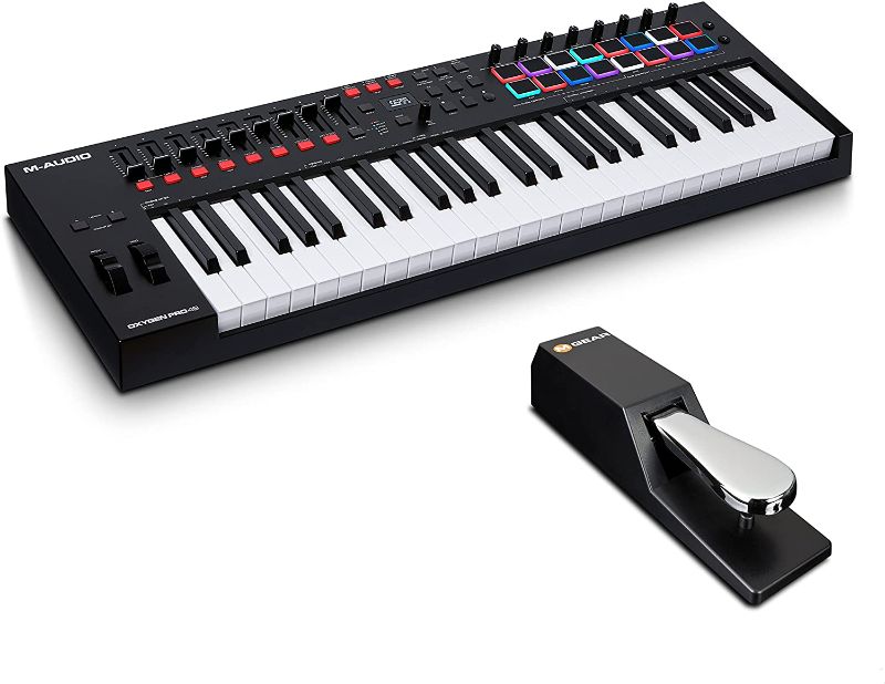 Photo 5 of MIDI Controller Bundle - 49-Key USB MIDI Keyboard Controller with Beat Pads, Sustain Pedal and Software Suite - M-Audio Oxygen Pro 49 and SP-2

