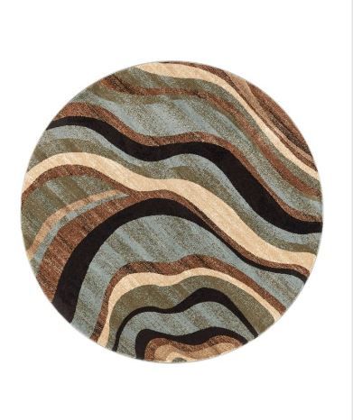 Photo 1 of Well Woven Barclay Nirvana Waves Modern Geometric Multi Blue 5'3" Round Area Rug
