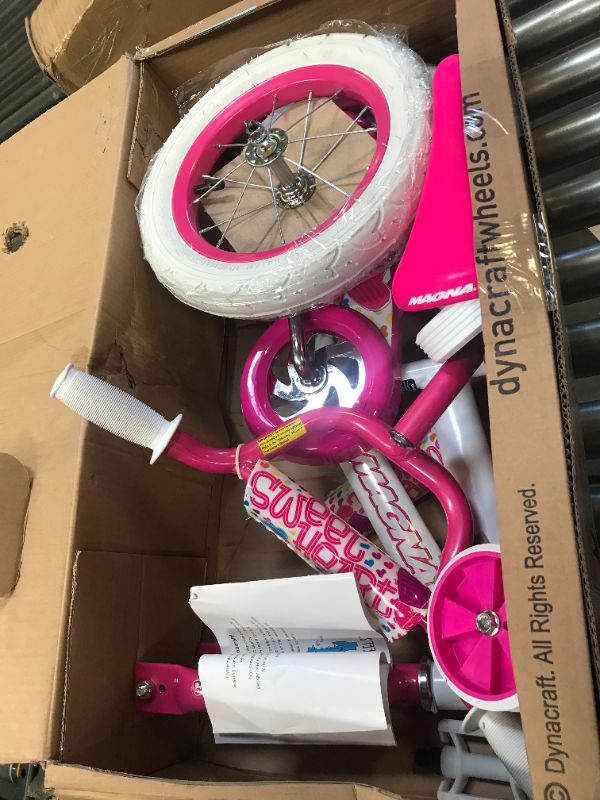 Photo 3 of Dynacraft Magna Kids Bike Girls 16 Inch Wheels with Training Wheels in Purple, Teal and Pink for Ages 4 and Up
