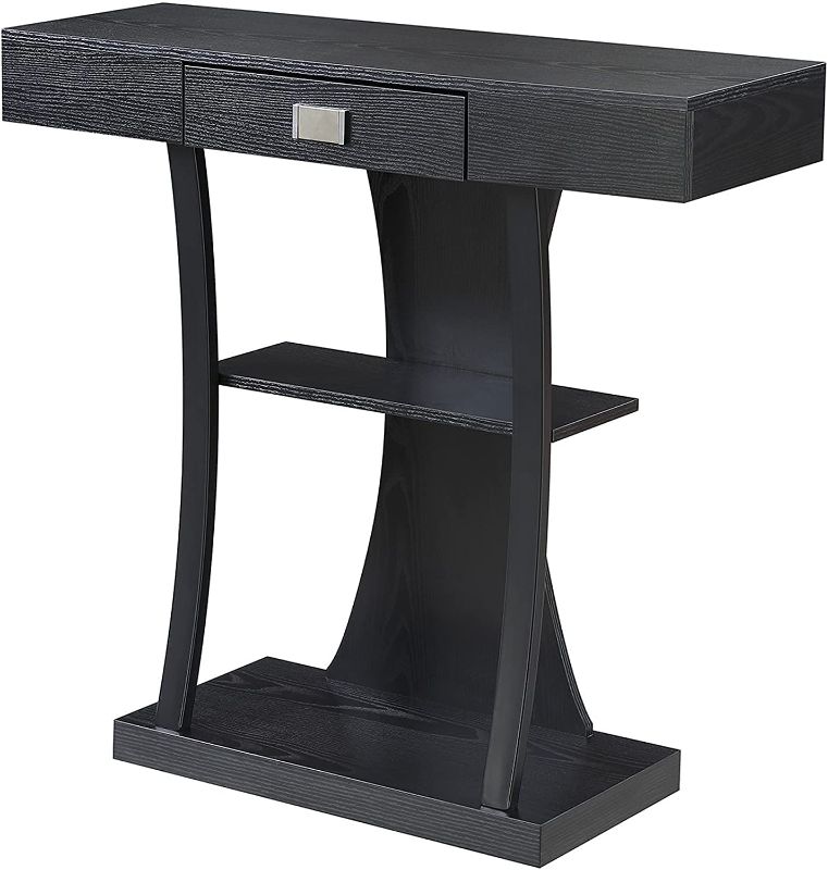 Photo 1 of Convenience Concepts Newport 1-Drawer Harri Console Table with Shelves, Black
