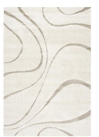 Photo 1 of Carolyn Contemporary Curves Shag Cream 7 ft. x 9 ft. Area Rug
