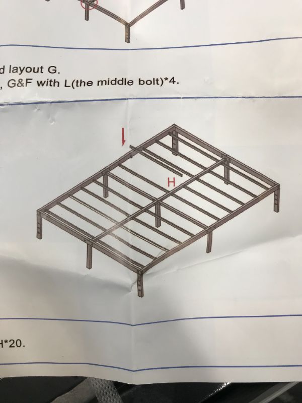 Photo 4 of 14/16.5Inch Heavy Duty Metal Bed Frame, Noise Free Anti-Slip Sturdy Metal Bed Platform, No Box Spring Needed,3000 lbs Limited and Max Body Weight up to 1200 lbs, KING 
