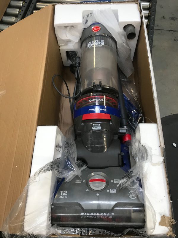 Photo 3 of Hoover WindTunnel 2 Whole House Rewind Corded Bagless Upright Vacuum Cleaner with Hepa Media Filtration,UH71250, Blue
