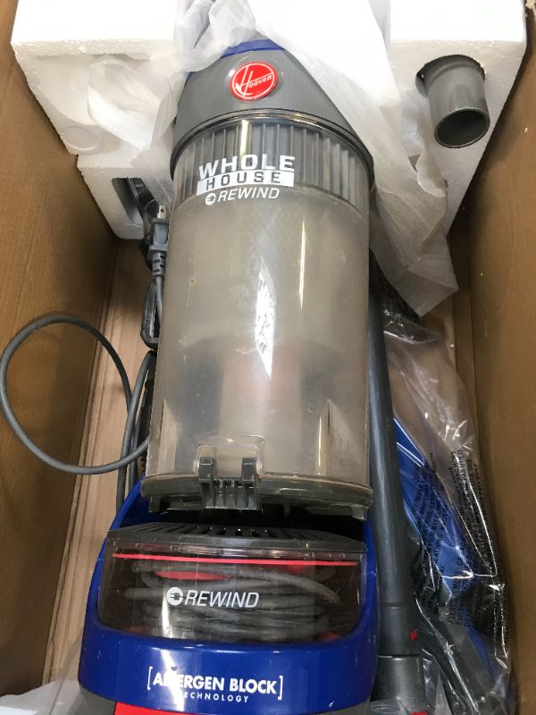 Photo 2 of Hoover WindTunnel 2 Whole House Rewind Corded Bagless Upright Vacuum Cleaner with Hepa Media Filtration,UH71250, Blue
