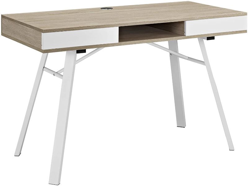 Photo 1 of Modway Stir Wood Grain and Metal Writing Office Desk With Storage Space In Oak
