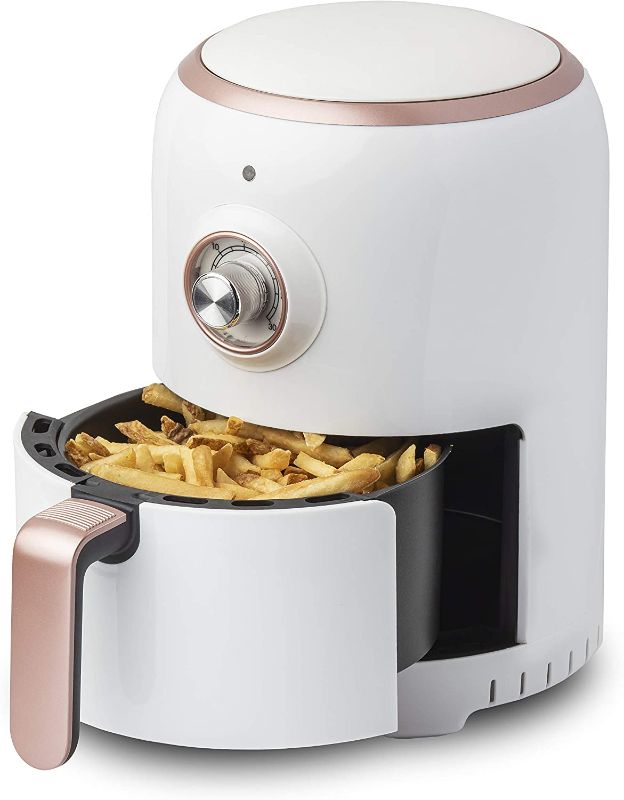 Photo 1 of Aria Premium 2 Qt. Retro Style Ceramic Air Fryer, White/Rose Gold Trim
