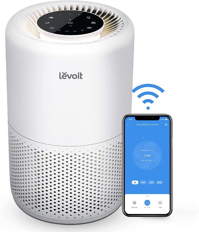 Photo 1 of LEVOIT Air Purifiers for Home Large Room, Smart WiFi Alexa Control, H13 True HEPA Filter for Allergies, Pets, Somke, Dust, Pollen, Ozone Free, 24dB Quiet Cleaner for Bedroom, Core 200S, White
