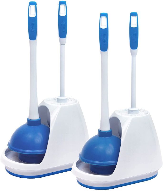 Photo 1 of 2pk Mr. Clean 440436 Combo, White/Blue Plunger and Bowl Brush Caddy Set, Toilet, Turbo Plunger & Brush

