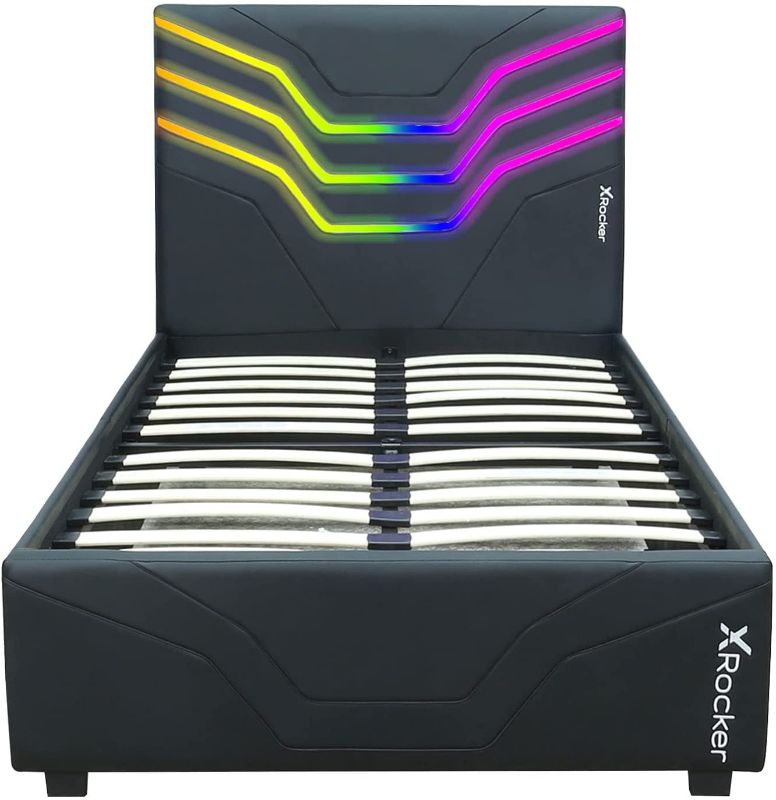Photo 1 of X Rocker Cosmos RGB LED Twin Gaming Bed, 79.3 x 41.3 x 42.5, Black
