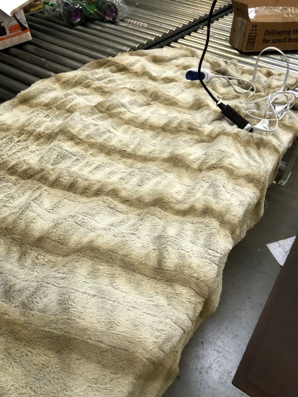 Photo 1 of 50"x70" Marselle Oversized Faux Fur Electric Throw Blanket - Beautyrest