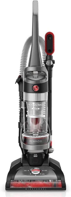 Photo 1 of Hoover WindTunnel Whole House Rewind Corded Bagless Upright Vacuum Cleaner, For Carpet and Hard Floors, UH71350V, Black
