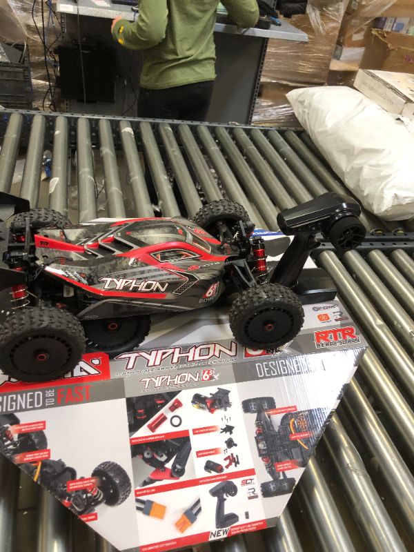 Photo 12 of ARRMA RC Car 1/8 Typhon 6S V5 4WD BLX Buggy with Spektrum Firma RTR (Ready-to-Run), Black and Red, ARA8606V5
